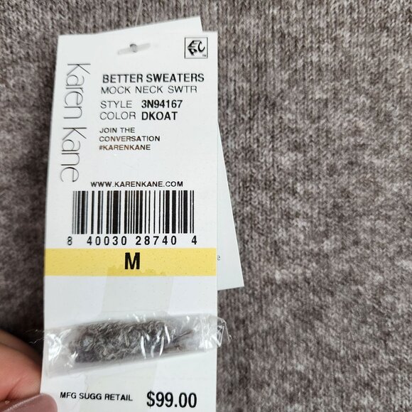 New Karen Kane women Medium mock neck gray sweater soft cozy - Picture 5 of 12